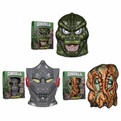 SUPER7 Toho Masks - Godzilla (Green), Mechagodzilla (Grey) & Hedorah (Orange)