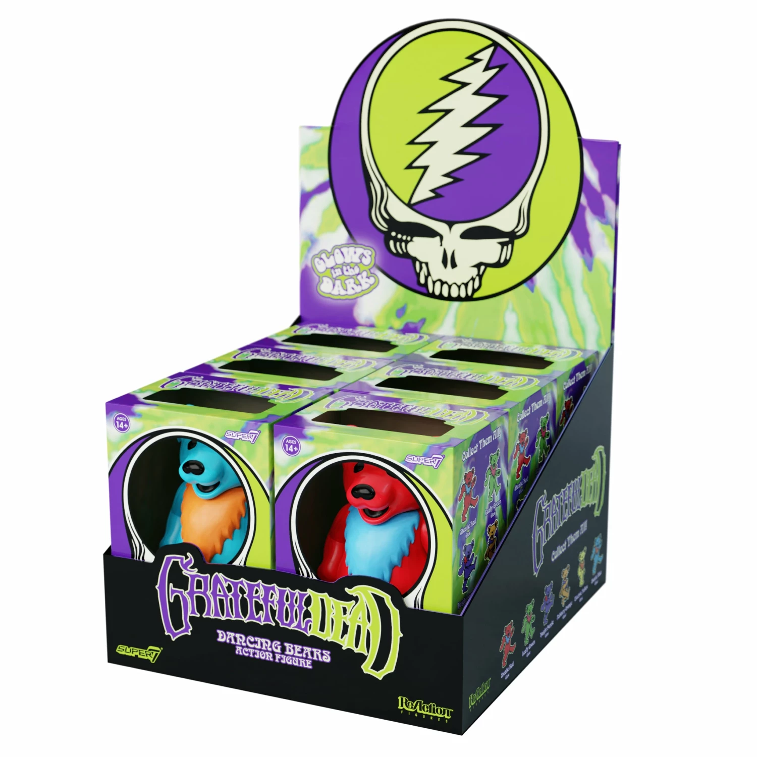 SUPER7 Grateful Dead Reaction Wave 3 - Dancing Bears Glow Box Flat (6 Figures) 3 SUPER7 Grateful Dead Reaction Wave 3 - Dancing Bears Glow Box Flat (6 Figures)