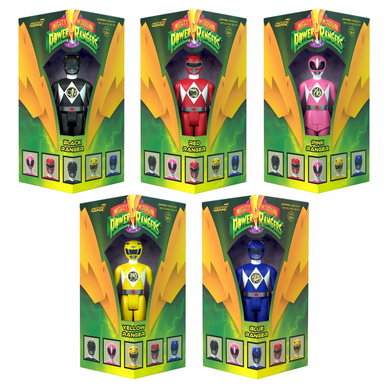 SUPER7 Mighty Morphin Power Rangers ReAction - Triangle Box Set Of 5 3 SUPER7 Mighty Morphin Power Rangers ReAction - Triangle Box Set Of 5
