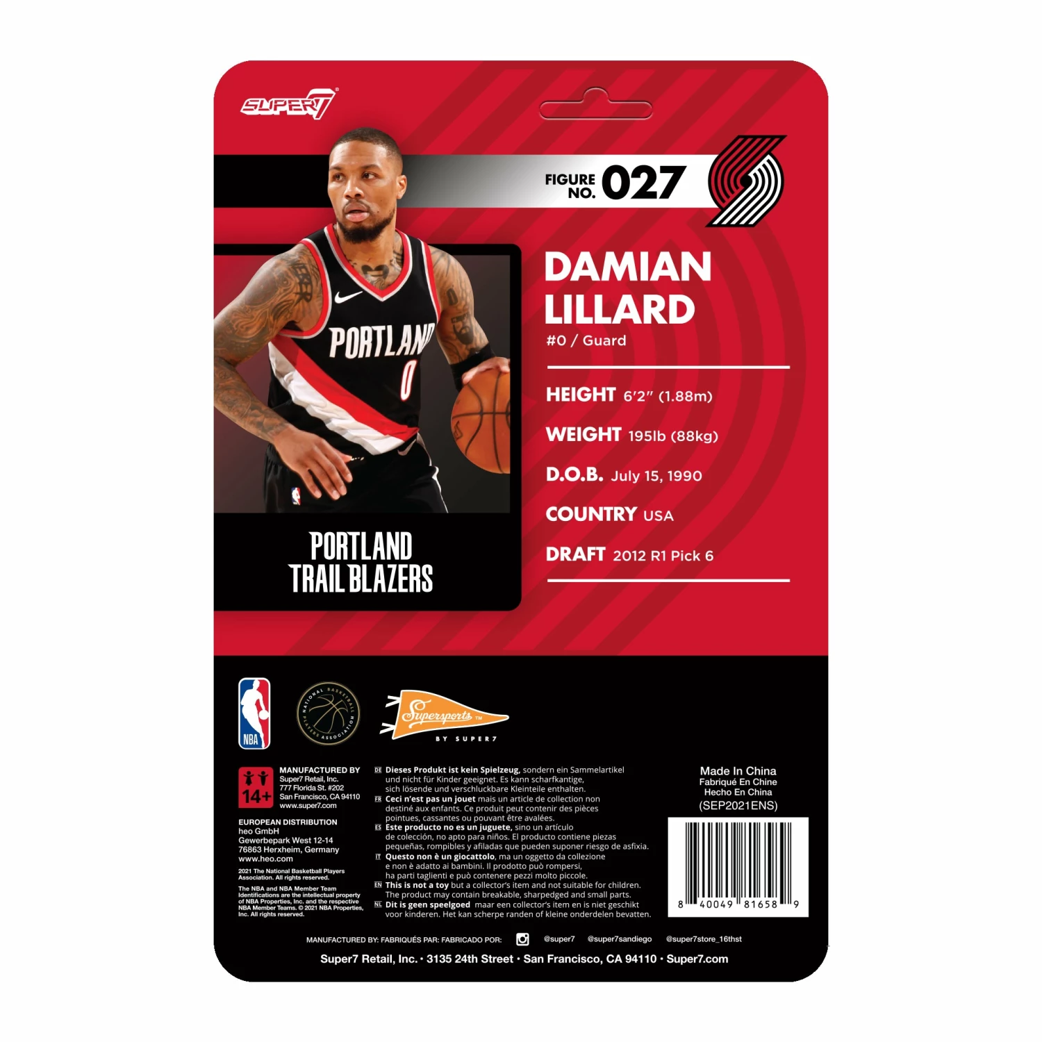 SUPER7 NBA Supersports Figure Wave 4 - Damian Lillard (Trail Blazers) 5 SUPER7 NBA Supersports Figure Wave 4 - Damian Lillard (Trail Blazers) - Image 3