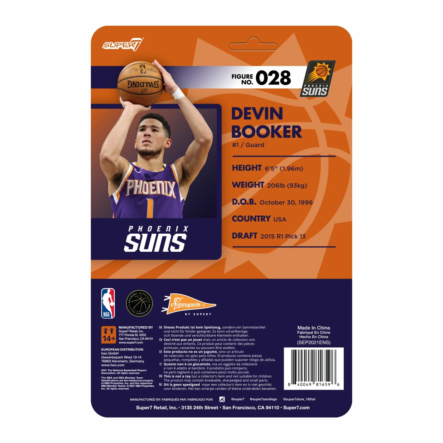 SUPER7 NBA Supersports Figure Wave 4 - Devin Booker (Suns) 5 SUPER7 NBA Supersports Figure Wave 4 - Devin Booker (Suns) - Image 3