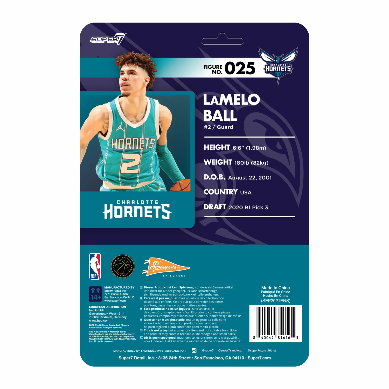 SUPER7 NBA Supersports Figure Wave 4 - LaMelo Ball (Hornets) 5 SUPER7 NBA Supersports Figure Wave 4 - LaMelo Ball (Hornets) - Image 3