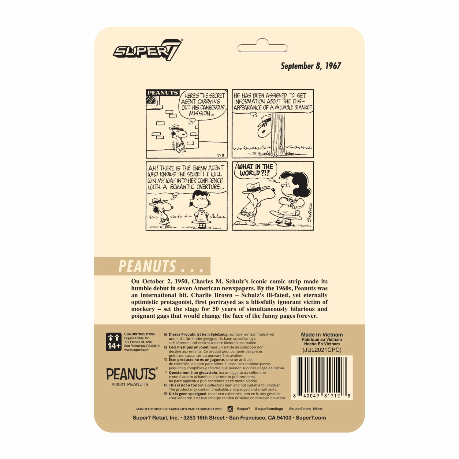 SUPER7 Peanuts ReAction Figure Wave 5 - Secret Agent Snoopy - Image 3