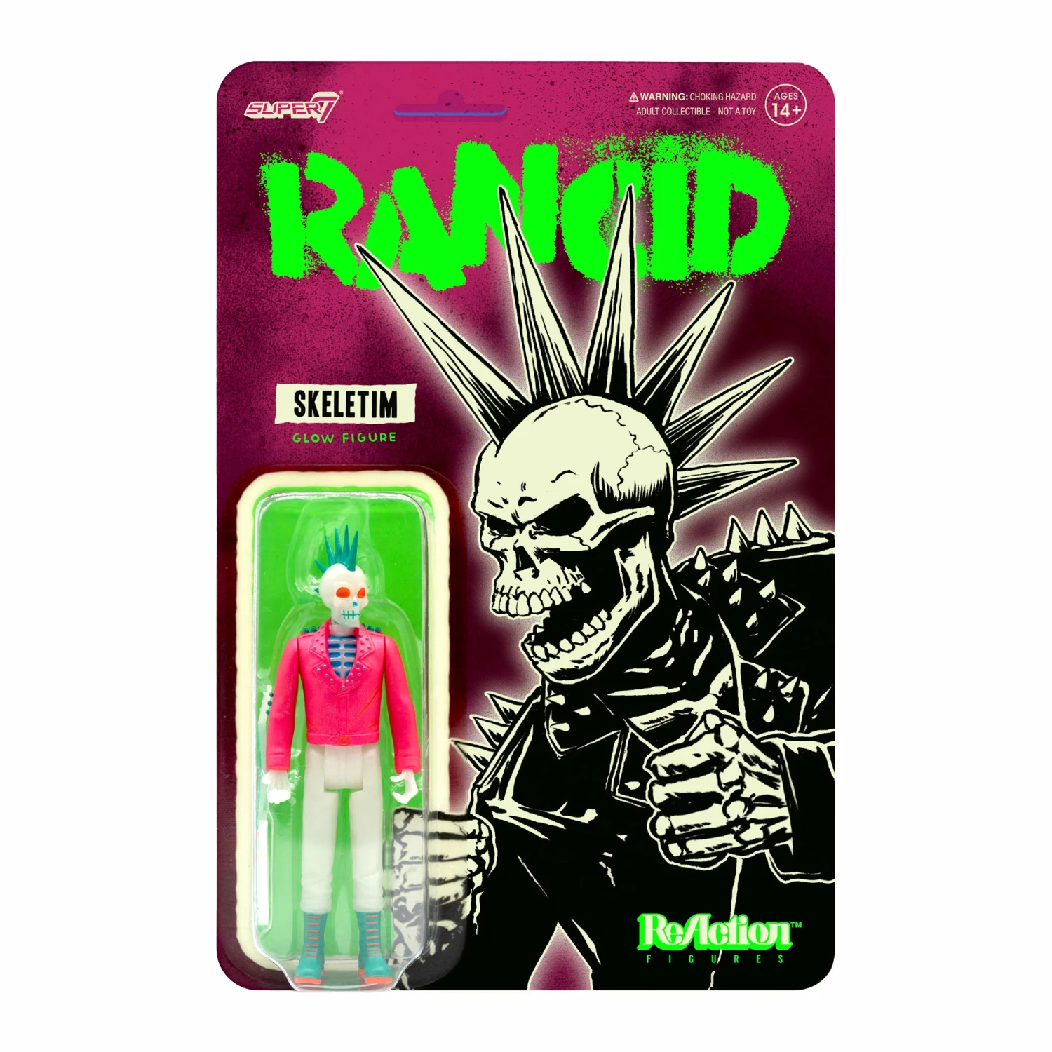 SUPER7 Rancid ReAction Figure - Skeletim (Glow) 3 SUPER7 Rancid ReAction Figure - Skeletim (Glow)
