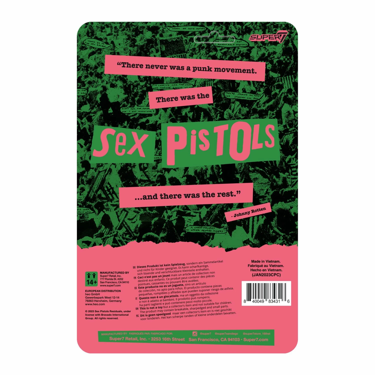 SUPER7 Sex Pistols ReAction Figures W2 - Johnny Rotten (Never Mind The Bollocks) 5 SUPER7 Sex Pistols ReAction Figures W2 - Johnny Rotten (Never Mind The Bollocks) - Image 3